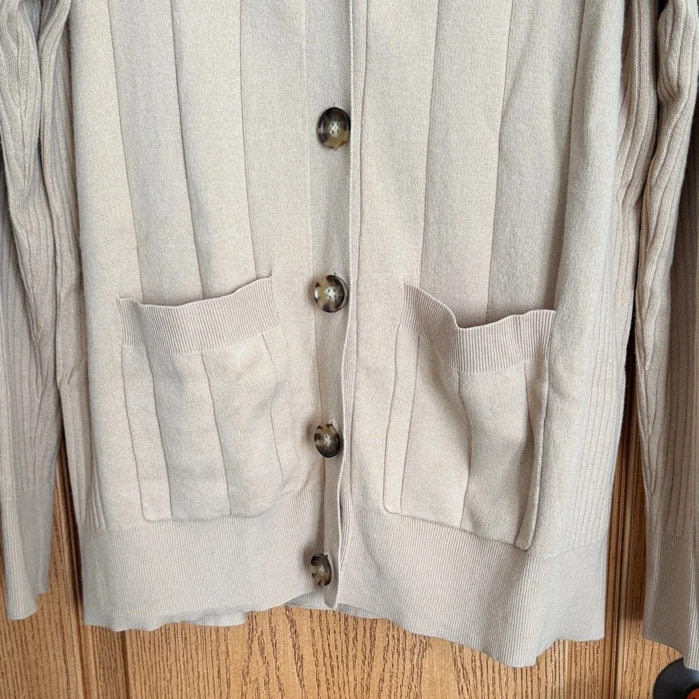 La Ligne Camel Button-Front‎ Ribbed Wool Cardigan